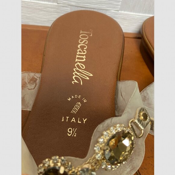 Toscanella Made In Italy Rhinestone Jeweled Open Toe Sandals Size 9.5 - Picture 4 of 6
